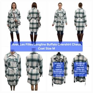Avec Les Filles Longline Overshirt Check Coat Size M